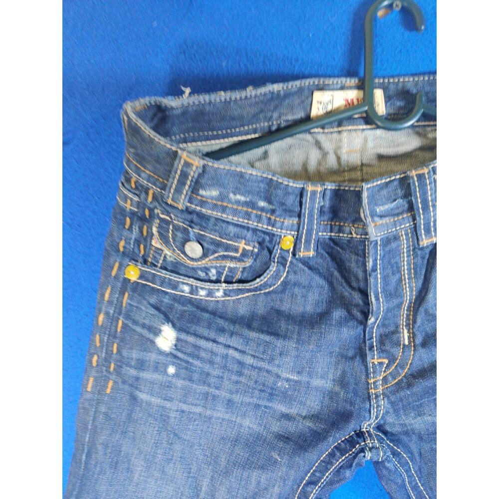 MEK Denim Women’s Shorts Size 33 Cutoff Distressed Button Fly Blue Y2K - Picture 2 of 16